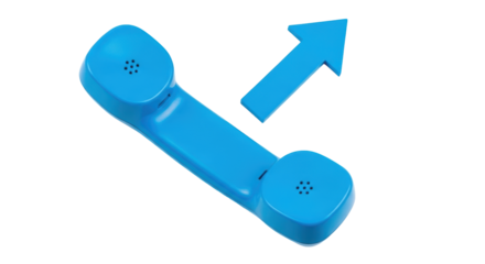 Isolated Blue Telephone Receiver with Arrow