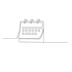 Table calendar single line art, continuous one line drawing of  Isolated outline vector icon 