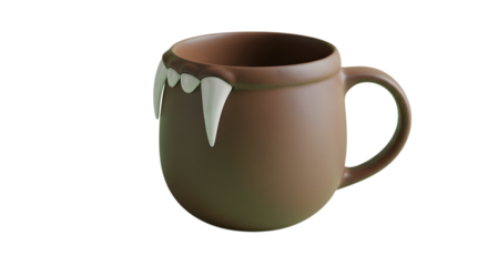 Whimsical brown mug with sharp vampire fangs offers a playful, spooky twist perfect for Halloween or themed events, adding unique character to your collection.