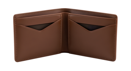 Leather card holder with central pocket, isolated on white background