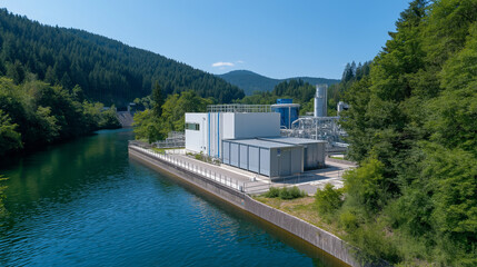 Fototapeta premium Green Hydrogen Production Utilizing Excess Hydroelectric Capacity