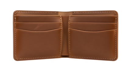 Leather card holder with central pocket, isolated on white background