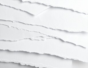 Torn paper edge, ripped white sheet with frayed borders, realistic texture and detailed wrinkles, isolated on clean background, perfect for design, collage, scrapbooking, notes, creative layouts, digi