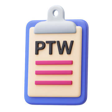 clipboard with permit to work 3d icon. industrial and construction safety authorization work document