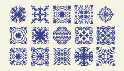 Fototapete Portugal Keramikfliesen Mediterranean ceramic tile pattern collection, set of ornaments, templates isolated on white background  © Lidiia Shapoval