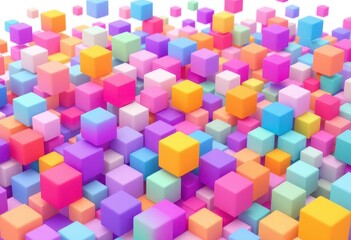 Colorful stacked cubes in a vibrant design.