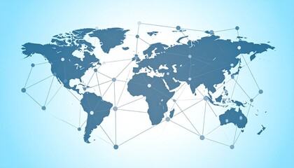 Fototapeta premium Global Network Interconnected World Map for Technology and Communication
