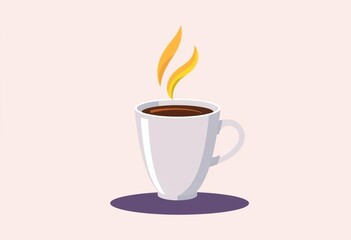 Obraz premium Flat illustration of a hot coffee cup icon, perfect for web design, minimalist, beverage