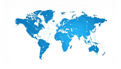 Worldwide Digital Network Concept with a Blue World Map, Highlighting International Connectivity and Modern Technological Infrastructure