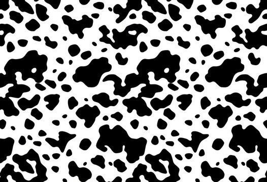 Seamless vector cow print pattern in black and white, illustration, style