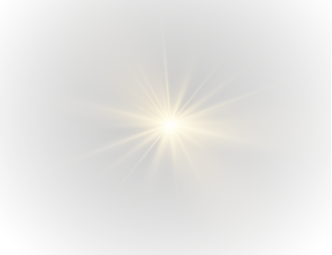 PNG radiant sun with magical flash and gold glow effect featuring explosion spark, violet lens flare, isolated spot, and science-inspired rays for background or object highlight design