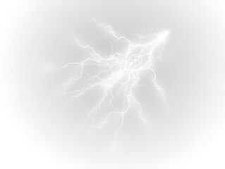 PNG electric storm with glowing thunderbolt and voltage charge on night sky perfect for powerful weather illustration with isolated lightning effect and magic light phenomena in nature © ANATOLII