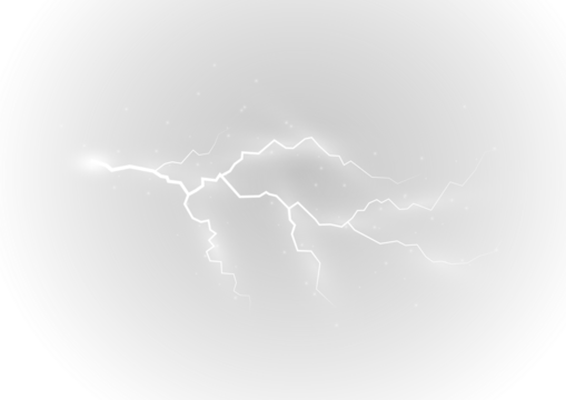 PNG realistic lightning bolt with bright flare and electric spark on dark sky featuring thunderstorm energy flash blue glow powerful nature strike and transparent background for abstract design