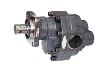 Double-sided gear pump. Used in dump trucks, cranes, tractor buckets.