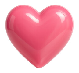 Fototapeta premium Pink heart with glossy, shiny surface and glass-like reflections.