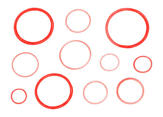 Hand-drawn red circles for marking, using marker pen and pencil.