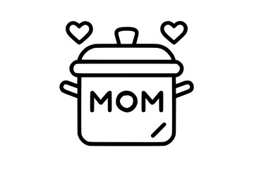Pot icon illustration for mother's day with heart decorations
