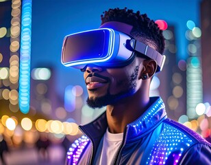 &bdquo;Cyberpunk fashion and futuristic urban lifestyle with neon lights and high-tech clothing.&ldquo;