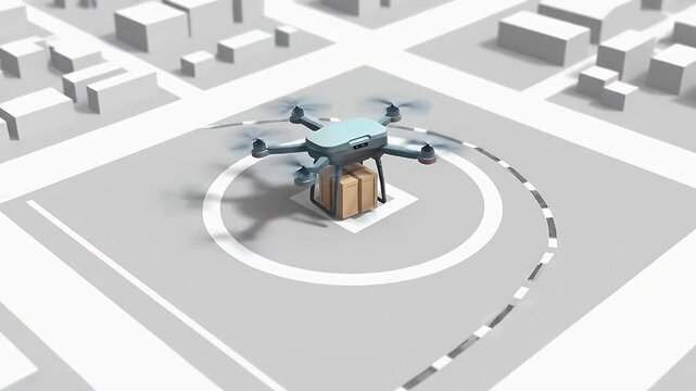 Drone crate with blinking beacon; top-down