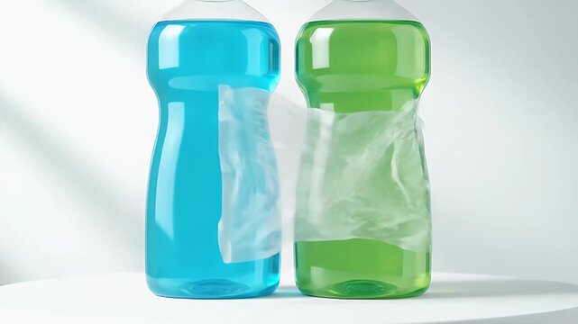 Household bottles shrink-wrap; blank round sticker