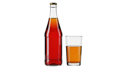 Isolated Beer Bottle and Glass