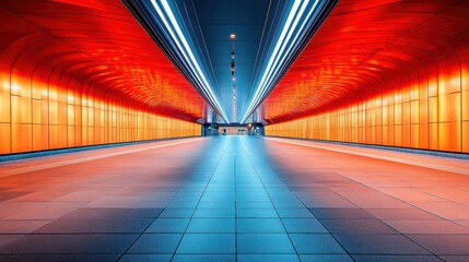 Urban tunnel, vibrant colors, futuristic design