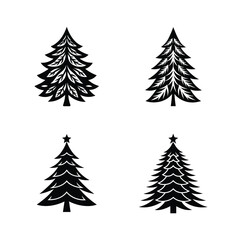 Christmas Tree Silhouette Vector Set