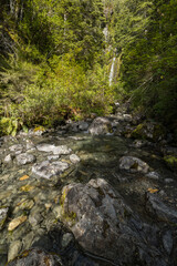 ニュージーランド　アーサーズ・パス国立公園のアヴァランチ・クリーク・ウォーターフォール