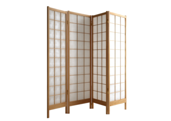 Light beige wooden room divider with rectangular panels
