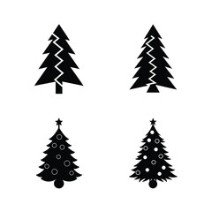 Christmas Tree Silhouette Vector Set