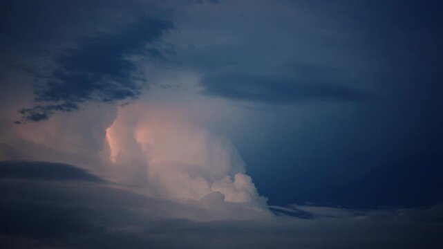 Dark sky with deep clouds showcasing a dramatic lightning storm