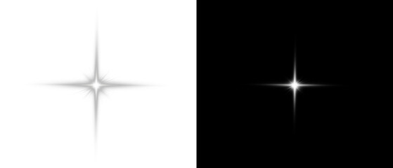 PNG White Star Light Sparkle and Glow Effect on Transparent Background