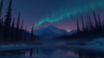 Fototapeta premium Winter wonderland aurora borealis