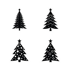 Christmas Tree Silhouette Vector Set