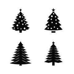 Obraz premium Christmas Tree Silhouette Vector Set