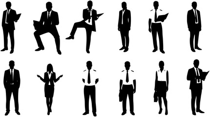 Silhouette portraits of diverse business professionals.
