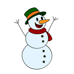 Funny, smiling andhappy winter outdoor snowman character with hat and scarf. Snow day playtime winter scene season. Activity for children element collection