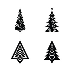 Obraz premium Christmas Tree Silhouette Vector Set