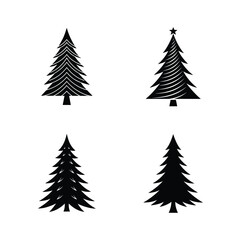 Christmas Tree Silhouette Vector Set