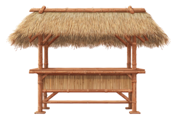 Tropical bamboo bar hut with thatched roof