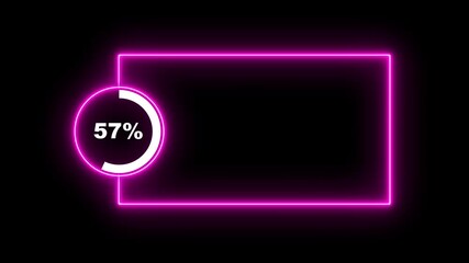 Numerical counting from 0 to 57. Circular progress bar with bright neon light , countdown animation timer circle countdown with rectangle icon, live, stream, exercise, workout transparent background. - Powered by Adobe