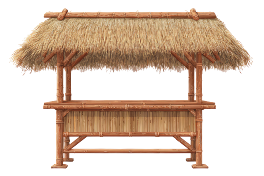 Tropical bamboo bar hut with thatched roof