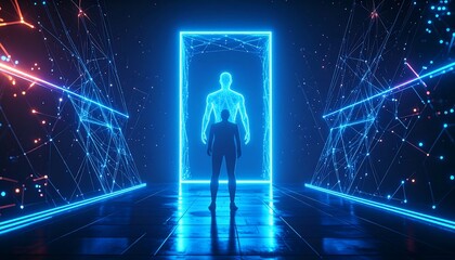 Silhouette in neon gateway