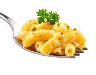 Creamy pasta on a fork