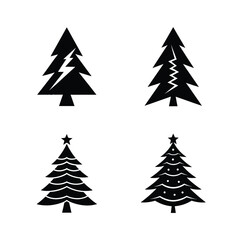 Obraz premium Christmas Tree Silhouette Vector Set