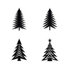 Obraz premium Christmas Tree Silhouette Vector Set