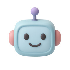 Cute square robot face 3D illustration