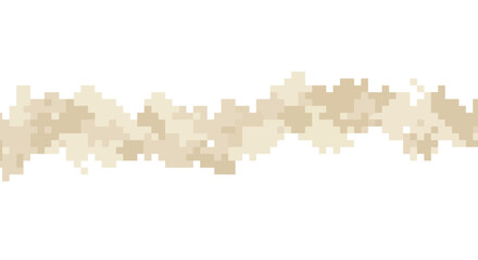 A pixelated horizontal band of earthy tan and beige hues spans the image on a white background