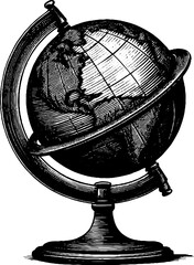 Vintage engraved illustration of antique globe for retro decorative design