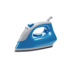 Blue steam iron isolated on transparent background